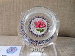 Peter Mcdougall Faceted Paperweight Ltd Edition Pink Rose & Bud on Fine Lace