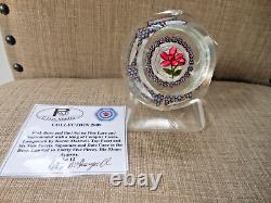 Peter Mcdougall Faceted Paperweight Ltd Edition Pink Rose & Bud on Fine Lace