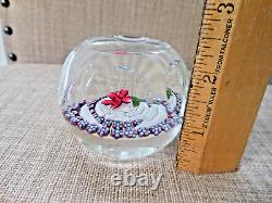 Peter Mcdougall Faceted Paperweight Ltd Edition Pink Rose & Bud on Fine Lace