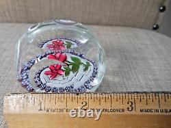 Peter Mcdougall Faceted Paperweight Ltd Edition Pink Rose & Bud on Fine Lace