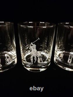 Polo Ralph Lauren Etched Glasses Set of 4 Limited Edition