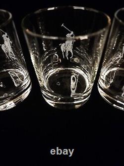 Polo Ralph Lauren Etched Glasses Set of 4 Limited Edition