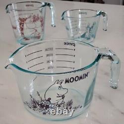 Pyrex Moomin 3 Piece Limited Edition Measuring Cup Set Glass Cooking Baking