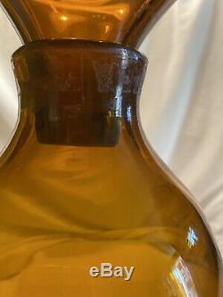 RARE CIRCA 1955 Amber COLOR BLENKO ART GLASS Cat DECANTER'by WAYNE HUSTED