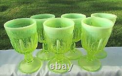 RARE FENTON CACTUS TOPAZ VASELINE OPALESCENT WATER SET 7 Pcs