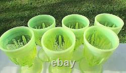 RARE FENTON CACTUS TOPAZ VASELINE OPALESCENT WATER SET 7 Pcs