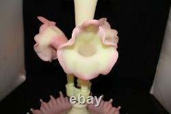 RARE Fenton Epergne Art Glass 4 Horn Pink White 100th Limited Edition 5 piece