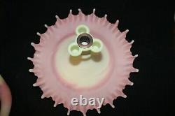 RARE Fenton Epergne Art Glass 4 Horn Pink White 100th Limited Edition 5 piece