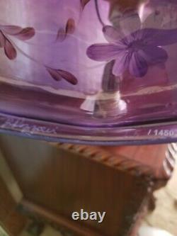 RARE Fenton Hand Painted ROYAL PURPLE Student Lamp LIMITED EDITION #65/1450