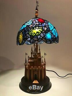 RARE Limited Edition Disney Sleeping Beauty Castle Stained Glass Lamp MINT