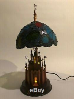 RARE Limited Edition Disney Sleeping Beauty Castle Stained Glass Lamp MINT