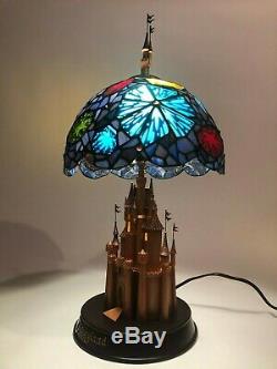 RARE Limited Edition Disney Sleeping Beauty Castle Stained Glass Lamp MINT