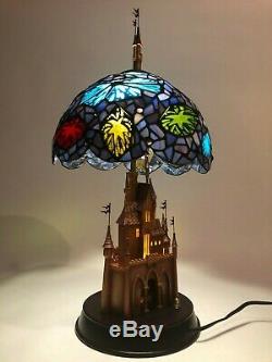 RARE Limited Edition Disney Sleeping Beauty Castle Stained Glass Lamp MINT