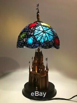 RARE Limited Edition Disney Sleeping Beauty Castle Stained Glass Lamp MINT