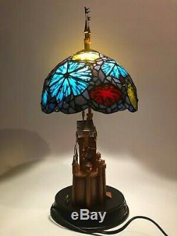 RARE Limited Edition Disney Sleeping Beauty Castle Stained Glass Lamp MINT