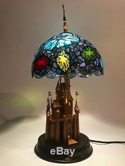 RARE Limited Edition Disney Sleeping Beauty Castle Stained Glass Lamp MINT