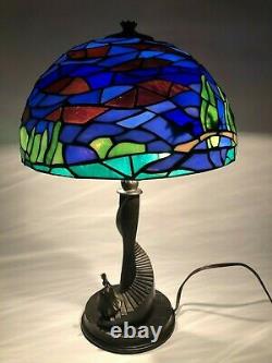 RARE Limited Edition Disney Tiffany-style Cinderella Stained Glass Lamp NEW