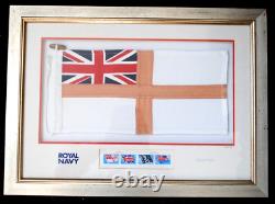 ROYAL NAVY WHITE ENSIGN FLAG & ROYAL MAILS 2001 STAMPS Limited Edition Picture