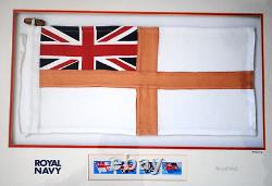 ROYAL NAVY WHITE ENSIGN FLAG & ROYAL MAILS 2001 STAMPS Limited Edition Picture