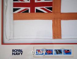 ROYAL NAVY WHITE ENSIGN FLAG & ROYAL MAILS 2001 STAMPS Limited Edition Picture