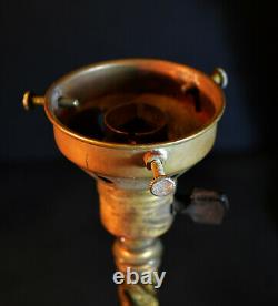 Rare Edwardian C-1910 Barley twist Limited-edition lamp tinted Holophane shade