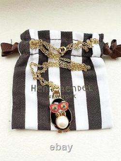 Rare Henri Bendel Limited Edition Enamel Party Penguin with Glasses Necklace