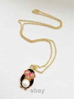 Rare Henri Bendel Limited Edition Enamel Party Penguin with Glasses Necklace