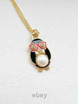 Rare Henri Bendel Limited Edition Enamel Party Penguin with Glasses Necklace
