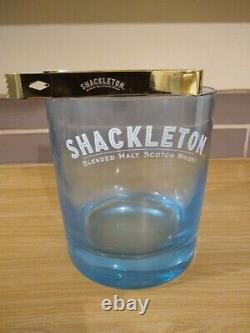 Rare Large Mackinlays Shackleton Whisky blue glass ice bucket Ltd edition