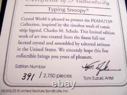 Rare Limited Edition Of 2750 Pieces Typing Snoopy Crystal World Glass There Is T