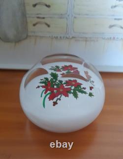 Rare Limited Edition PERTHSHIRE CHRISTMAS POINSETTIA & HOLLY -1989 Paperweight