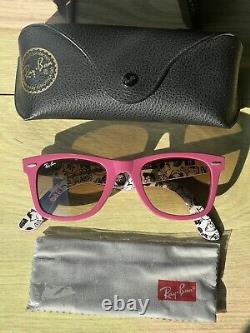 Rare Ray-Ban Wayfarer Sunglasses Pink Comics Limited Edition RB 2140 1045/51