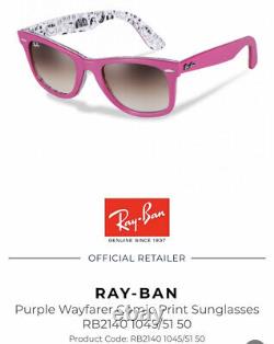 Rare Ray-Ban Wayfarer Sunglasses Pink Comics Limited Edition RB 2140 1045/51