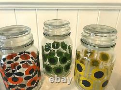 Rare Retro Orla Kiely 3 Limited Edition Glass Douwe Egberts Coffee Storage Jars
