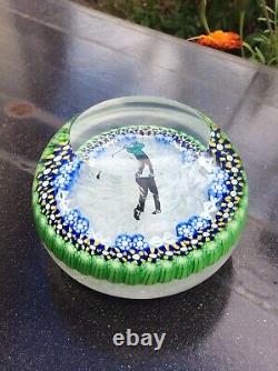 Rare Scottish P Cane Perthshire Golfing Glass Paperweight 1988 Limited Edition