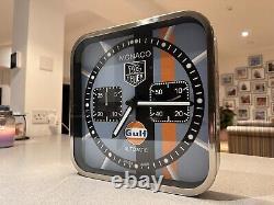 Rare Tag Heuer Monaco Gulf Racing Wall Clock Watch Shop Dealer Clock Ltd Edition