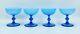 Rare Vintage Set 4 Italian Carlo Moretti Blue Champagne Coupe Cocktail Glasses