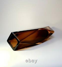 Rare size 30cm. 70s Alessandro Mandruzzato Sommerso Murano Faceted Glass Vase