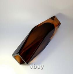 Rare size 30cm. 70s Alessandro Mandruzzato Sommerso Murano Faceted Glass Vase