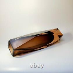 Rare size 30cm. 70s Alessandro Mandruzzato Sommerso Murano Faceted Glass Vase