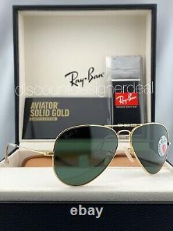 Ray Ban Aviator RB3025K Sunglasses 160/N5 SOLID 18K Gold Green Polarized Lens 58