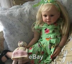 Reborn Toddler Samira doll limited edition Human hair green glass eyes Genesis