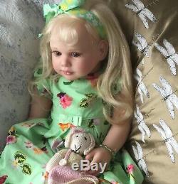 Reborn Toddler Samira doll limited edition Human hair green glass eyes Genesis