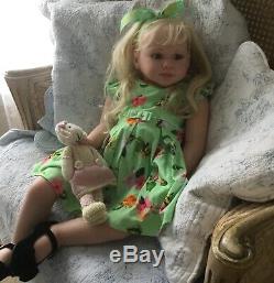 Reborn Toddler Samira doll limited edition Human hair green glass eyes Genesis
