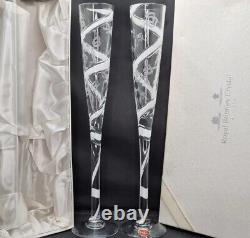 Royal Brierley Champagne Flutes Special Edition Crystal Wedding Glasses Boxed