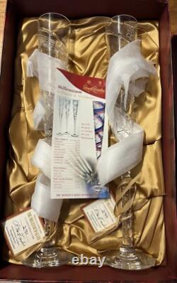 Royal Brierley Limited Edition Millenium Champagne Flutes Auld Lang Syne Boxed