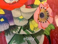 SEKINO JUNICHIRO Flower Glass Signed ED48 Original Woodblock Print Art