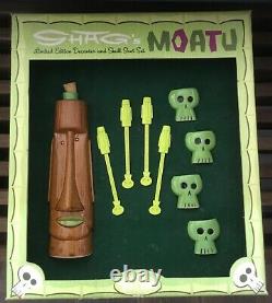 SHAG limited edition Moatu tiki bar decanter, shot glass and swizzle stick set