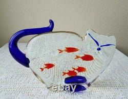 Sandro Frattin Murano Art Glass Figurine Cat with Five Fish in Belly