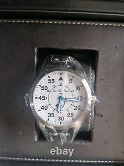 Sea The Stars Guineas White Steel on Leather Strap Watch. Men's Sapphire Glass